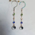 Boucles d'Oreilles Dorée avec Perles Cristal et Ying et Yang