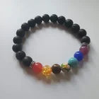 Bracelet en Perles de Lave Noire et Perles Chakra